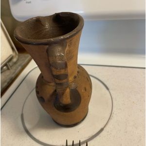 6 3/4 Tanware pitcher from New Geneva Pennsylvania made during the 1880s.